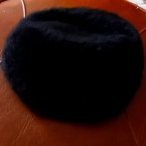 Black faux fur tam hat